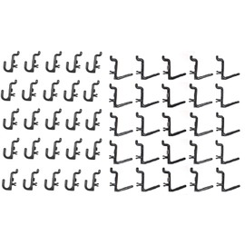 Plastic Black J and L Style Peg Board Hooks Combo Kit - 50 Pack | Garage Tool Craft Jewelry Storage Pegboard Organizer