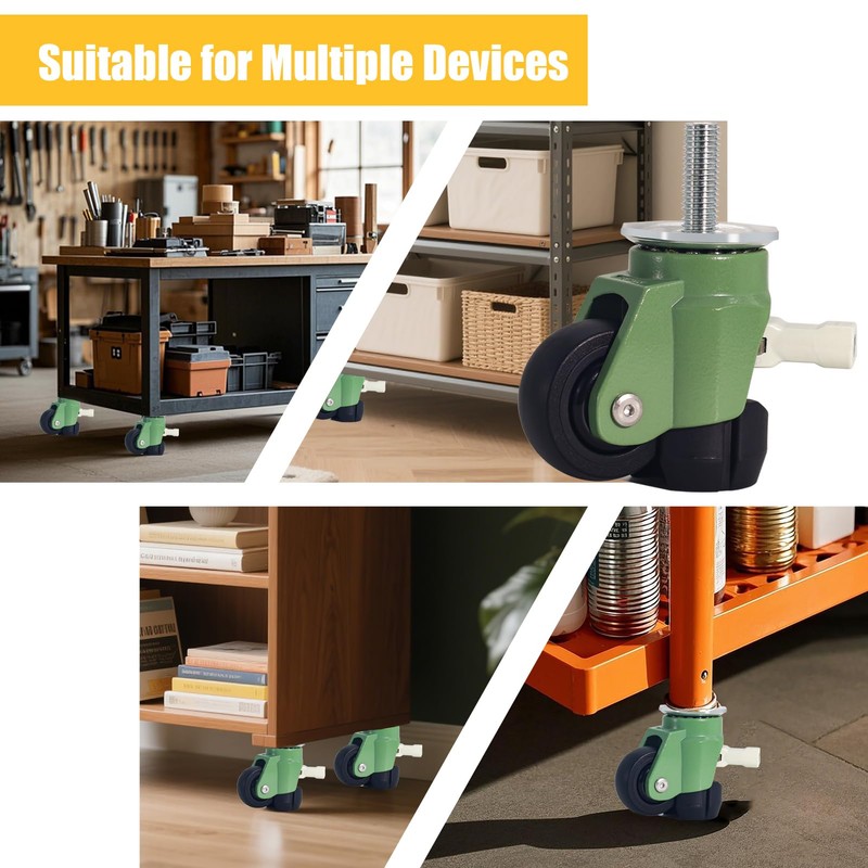 Stem Leveling Casters Wheel with Ratchet Handle Set of 4