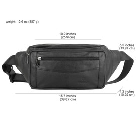ZZNICK Genuine Leather Fanny Pack/Waist Bag/Organizer with Adjustable Belt, Multiple Pockets for Men and Women