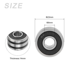 METALLIXITY Deep Groove Ball Bearings (B8-23D, 8mm x 23mm x 14mm) 2Pcs, Chromium Steel Double Sealed Industrial Bearings - for Industrial Micro Motor