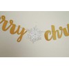 Merry Christmas Banner with Gold Glitter Snowflake Garland for Christmas