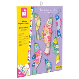 Janod - Les Ateliers du Calme - Paper Fish to Create - 12 Fish - Children's Creative Leisure Kit - Development Creativity and Concentration - From 7 years - J07730