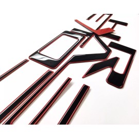 AFX-TRIMS 3D BLACK RED OUTLINE DOMED RAISED TAILGATE LETTERS FOR 2021-2022 CHEVY COLORADO