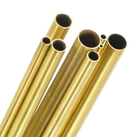 M METERXITY 300mm Brass Round Tube, 1mm 1.5mm 2mm 2.5mm 3mm 3.5mm 4mm 4.5mm OD 0.2mm Wall Thick Brass Seamless Straight Pipe Tubing for Construction/Machining/DIY Crafting[Set of 8 Pack]