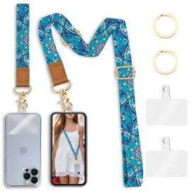 Piefly Phone Lanyard Crossbody Wrist Strap, Boho Bohemain Cell Phone Lanyards for Around the Neck Wristlet Shoulder, Adjustable Strap for Car Keys Keychain Wallet ID Badge
