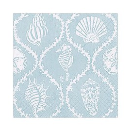 Caspari Seychelles Paper Luncheon Napkins in Aqua - Four Packs of 20