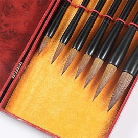 CENPEK 7 Pack Chinese Calligraphy Brush Set Writing Drawing Ink Brushes, Japanese Kanji Sumi Brush Pen for Professional Beginner