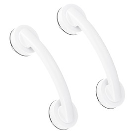 uxcell 2pcs Grab Bars for Bathtubs and Showers, 7.6" Mirror Glass Door and Window Handles Powerful Shower Suction Cup Anti-Slip Safety Bars for Senior Shower Chairs White
