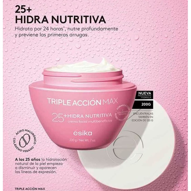 Esika Triple Acción Max Bundle, Multibenefits Face Cream 25+ and