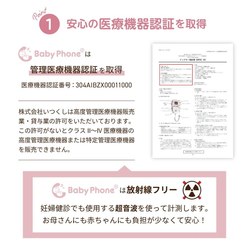 胎児超音波心音計 Baby Phone ベビーフォン 医療機器認証