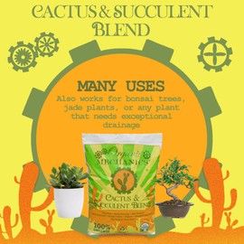Organic Mechanics Cactus and Succulent Blend Potting Soil, 8 qt – Well-Drained Organic Mix that Enhances Plant and Root Growth with Biochar, Rice Hulls, and Worm Castings - Peat-Free & Eco-Friendly