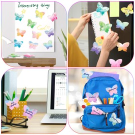 JSRQT 12Pcs Watercolor Butterfly Shaped Sticky Notes, Post Self Stick Notes Pads, Writing Notes Post Memo Pads for Student Teacher Staff, School Office Meeting Home Plan Reminder Stationery Supplies