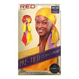 Red by Kiss Pre-Tied Hair Wrap for Women, Silk Satin Head Scarf Hair Wrapping Headband for Sleeping, Lightweight Soft Bandana (TIE-DYE)