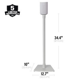 Sanus Speaker Stand for Sonos Era 100™ - Fixed Speaker Stand w/Easy 3 Step Install -Includes All Hardware, Carpet Spikes & Rubber Feet - White