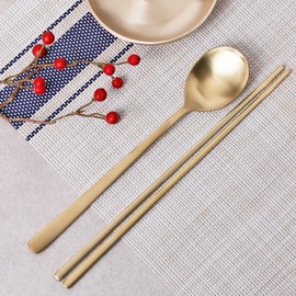 Titanium Gold Matte Cutlery Set / 티타늄 골드 매트 수저세트