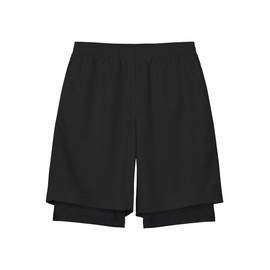 QBK Toddler to Youth Boys 2 in 1 Athletic Shorts Basketball Compression Shorts with Liner for Girls Soccer Running Sports(Black 3T)