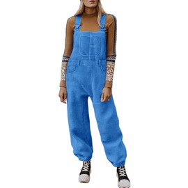 Cicy Bell Womens Fleece Overalls Warm Winter Loose Fit Fuzzy Jumpsuits Casual Adjustable Strap Bib Travel Outfits