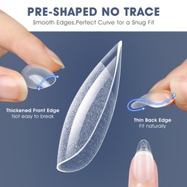 Extra Short Almond Nail Tips:240PCS Soft False Nail Gel Tips Full Cover Acrylic Clear Fake Press On Nails for Extensions Women Manicure DIY 12 Sizes