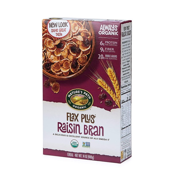 Nature's Path Flax Plus Raisin Bran Cereal, Healthy, Organic, 14 Ounce (Pack of 12)