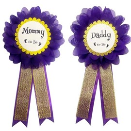 Chicelite Daddy to be & Mommy to be Corsage Pins Kit, Baby Shower Photo Props New Dad Mom Gifts Rosette Button for Gender Reveals Party Celebration, Deep Purple
