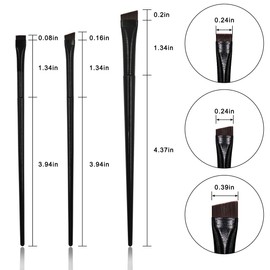 15 Pcs Eyebrow Tint & Angled Eyeliner Brush Set, Ultra Thin Slanted Precision for Eyeliner, Brow Tint & Makeup, Includes Fine Angled, Flat Concealer Brushes, Black