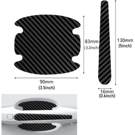 8 Pcs Black Car Door Handle Bowl Sticker, Carbon Fiber Anti-Scratches Protectors, Universal Car Door Handle Cup Paint Guard Protective Films, Self-Adhesive and Non-Marking, Car Accessories
