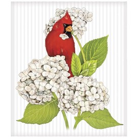 Mary Lake-Thompson Cardinal Hydrangea Cleaning Towel, Eco-Friendly, Machine Washable