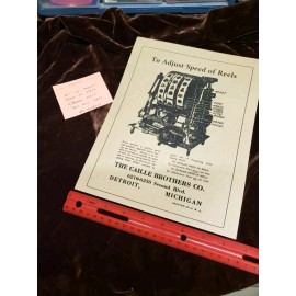 CALLIE REPRO CAILLE BACK DOOR SHEET "HOW ADJUST THE SPEED OF THE REELS" ANTIQE SLOT #2