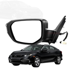 Black Left Driver Side Mirror Replacement For Honda Civic 2016-2021 -Power Heated Manual Folding,For Civic Side Mirror#76258TBAC02ZA HO1320284(5Pins)