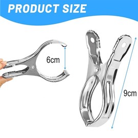 Pack of 8 Large Stainless Steel Clothes Clips, Stainless Steel Beach Towels Clothes Clips for Daily Laundry, Beach Towels, Bath Towels, Bed Linen and Thick Clothes