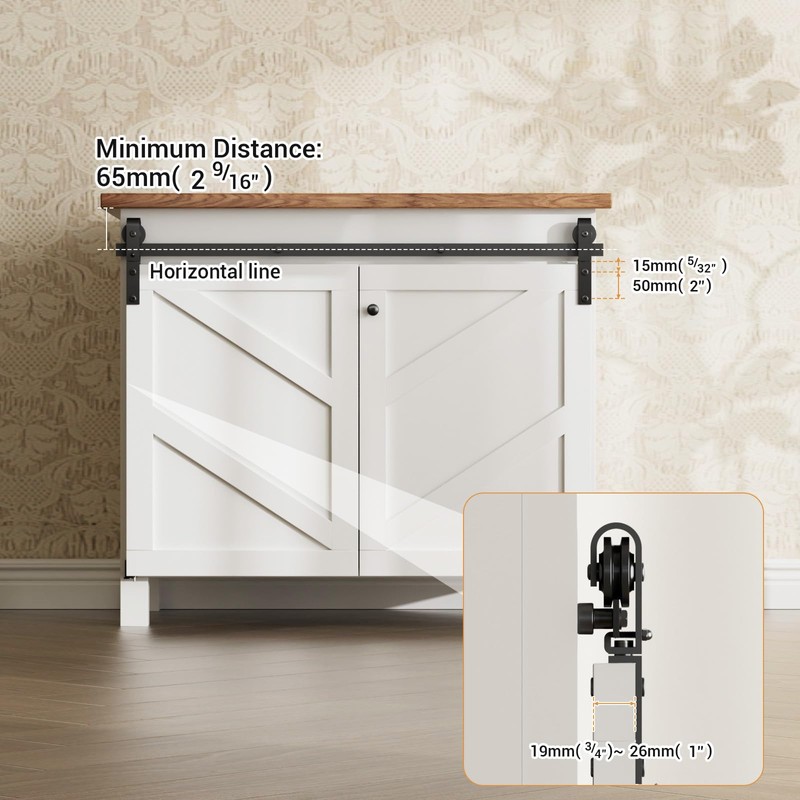 FLYVLIEG Upgraded 4FT Mini Folding Sliding Barn Door Hardware Kit