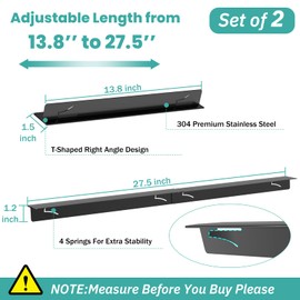 Stove Gap Covers,Stove Gap Filler Stainless Steel,13.8'' to 27.5'' Adjustable Length (2PCS),Range Trim Kit,Oven Stove Gap Guard Between Stovetop and Counter,Easy to Clean Heat Resistant, Black