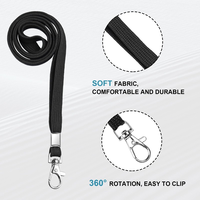 3 Pack Clear ID Badge Holder with Lanyard Black Lanyards