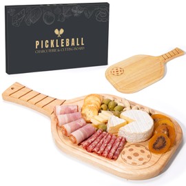 Pickleball Gifts for Women Men - Pickleball Charcuterie Boards with Handle & Box, Large Cheeseboard Wood Kitchen Decorations, 17 Inch