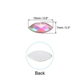 PATIKIL Marquise Gems, 40 Pcs 15x7mm Acrylic Rhinestones Flat Back Navette Horse Eye Crystal Gems for Jewelry Making DIY Craft, AB Pink