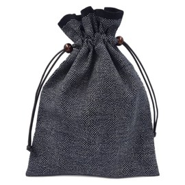 Handmade Workshop FUJITA Drawstring Bag, Lined, Japanese Pattern, Sharkskin Small Print x Black, Made in Japan, Goshuin Bookcase