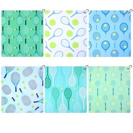 VitalCozy 6 Toallas de Tenis Suaves 15 x 17 Pulgadas Toalla Deportiva Absorbente de Secado Rápido con Clip Regalo Divertido de Tenis Accesorios de Fitness para Mujeres Hombres y Deportistas