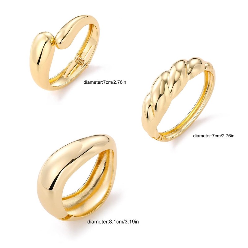 KKPOT Chunky Gold Bangle Bracelets for Women – 14K Gold