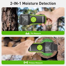 Moisture Meter, Huepar Pin & Pinless Moisture Meter Detector for Wood or Building Material, Moisture Detector Detector with LCD Display for Wood, Firewood, Walls, Building Materials, M03