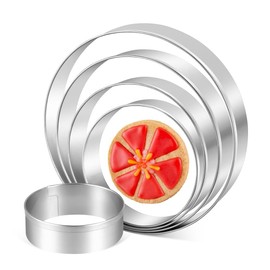 Round Cookie Cutter Set, Gtmkina 5 Pieces Stainless Steel Small Circle Cookie Cutters Round Shaped Mold for Kids Holiday Birthday Party