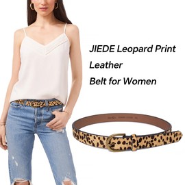 JIEDE Womens Leopard Print Belt Animal Print Belt for Women Leather Waist Belt Zebra Belts for Jeans/dress(Leopard Width-28mm, XS - Fits Waist 27''-31'')