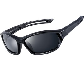 ATTCL Unisex Kids Sport TR90 Polarized Sunglasses Age 3-10 Medium Black, black
