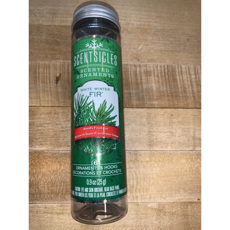 SCENTSICLES NEW SCENTSICLES SCENTED ORNAMENTS & HOOKS "WHITE WINTER FIR"