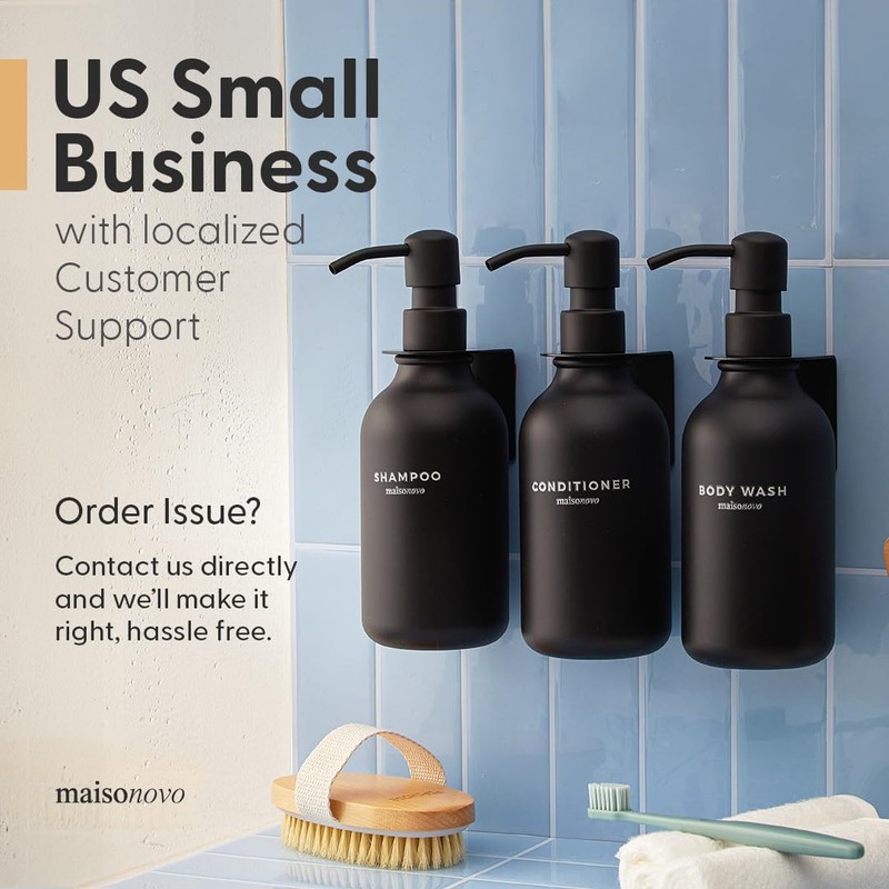 Shampoo and Conditioner Bottles Set of 3 Clear Bamboo –