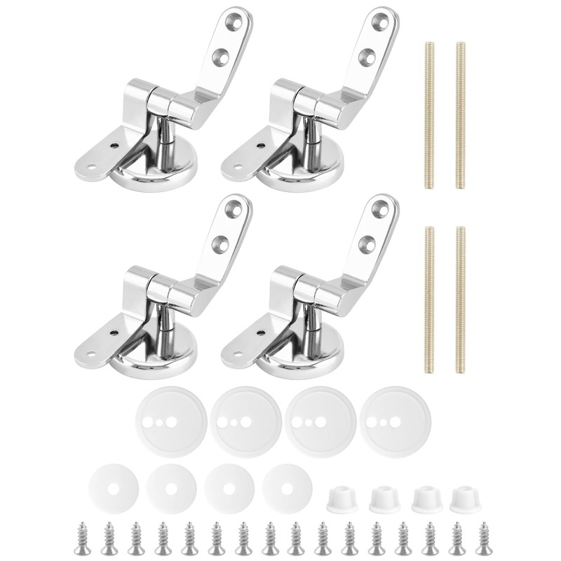 QWORK Toilet Seat Sturdy Hinge Replacement Parts, 2 Set Stainless