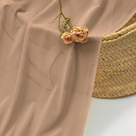 Horbaunal 4-Way Stretch Mesh Fabric by The Yard, Dark Nude 5 Yard Nylon Power Mesh Sheer Fabric for Dancewear Activewear Sportwear Sewing, 88% Nylon & 12% Spandex, 60" Wide