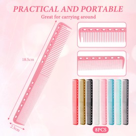 8 PCS Hair Cutting Comb, Professional Carbon Combs for Hair Stylist, Multi-Function, Suitable for Salon Men and Women Haircut (Multiple Colors)