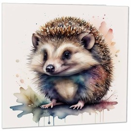 Hedgehog Greeting Card - Watercolor Hedgehog Card - 145mm x 145mm Square