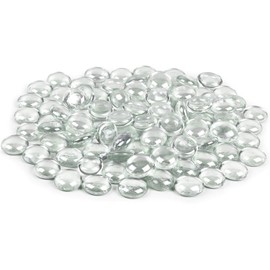 Galashield Glass Flat Clear Marbles Glass Pebbles Gems for Vase Fillers Stones Rocks (1 lb Bag / 100 Stones)