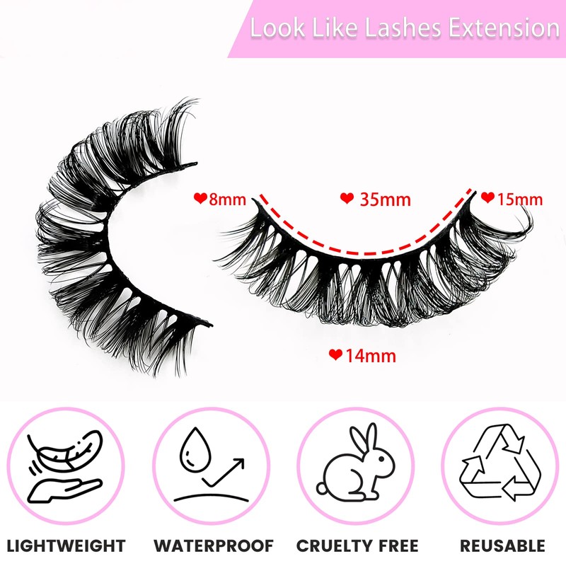 10 Pairs of 3D Artificial Eyelashes Russian False Natural Look